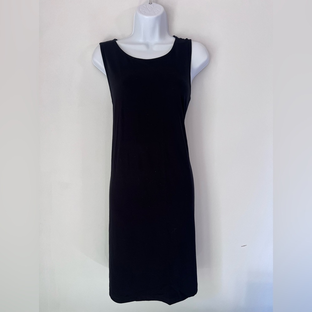 Eileen Fisher Classic Round Neck Knee Length Dress, Size L Petite